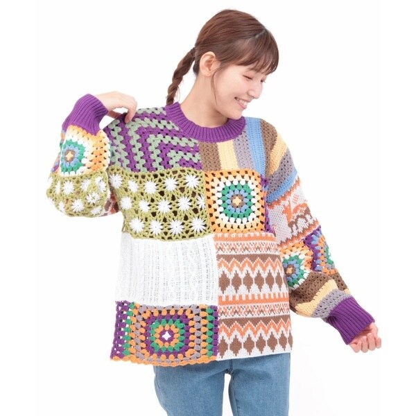 チチカカ（titicaca）/Rico パッチクロシェニットプルオーバー チチカカ（titicaca）/Rico パッチクロシェニットプルオーバー