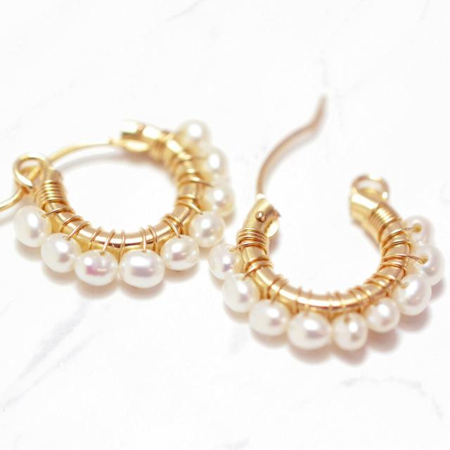 NATURALI JEWELRY パール フープピアス パール巻きフープピアス S | NATURALI JEWELRY(ナチュラリ