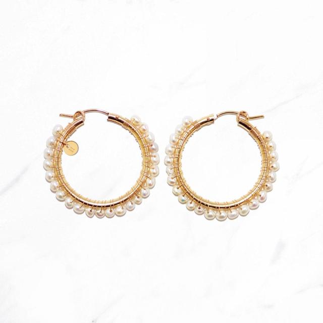 NATURALI JEWELRY パール フープピアス ナチュラリジュエリ（NATURALI JEWELRY）/パール巻フープピアス M