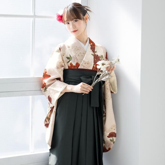 SOUBIEN袴4点（二尺袖着物/無地袴/襦袢/下帯） Ｌ　2尺5寸 SOUBIEN ソウビエン 袴4点セット（二尺袖着物/無地袴/襦袢/下帯）卒業 [