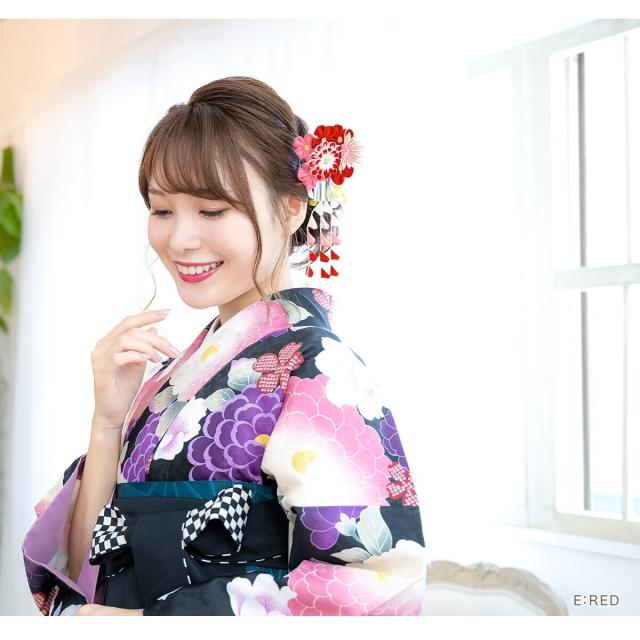 ソウビエン（SOUBIEN）/髪飾り2点セット 簪 つまみ細工 菊 梅 藤下がり_6