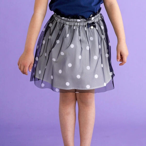 タルティーヌ エ ショコラ（Tartine et Chocolat）/【日本製】ドットチュールニットスカート(100~140cm)