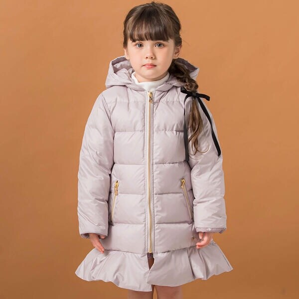 【新品・セール】TARTINE ET CHOCOLAT ダウンコート　6A Tartine et Chocolat リボン付きネイビーダウンコート タルティーヌエ