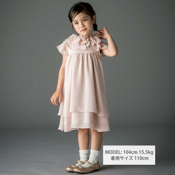 タルティーヌ エ ショコラ（Tartine et Chocolat）/梨地リボン付け襟2WAYドレス(90〜130cm)_2