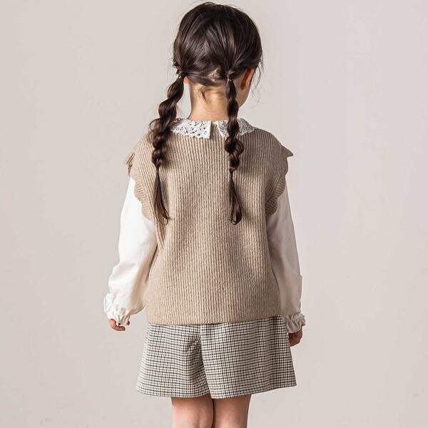 タルティーヌ エ ショコラ（Tartine et Chocolat）/千鳥チェック柄ラップ風スカパン(100〜140cm)_6