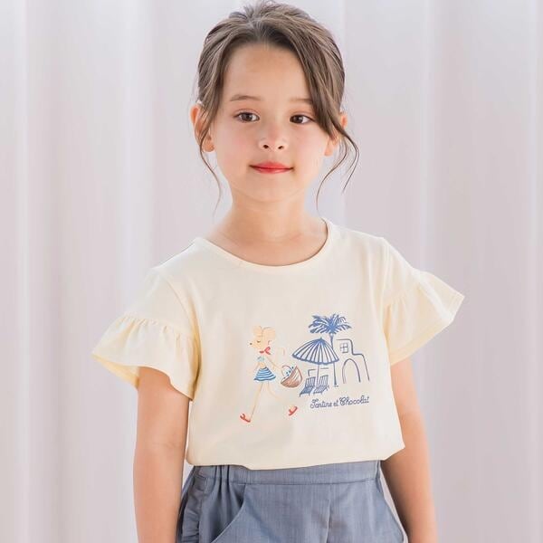 タルティーヌ エ ショコラ（Tartine et Chocolat）/ベア天竺ネズミプリントTシャツ(90~140cm)