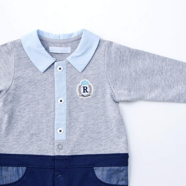 フィヨ デュ ベベ ルダクティオン（fillot de bebe reduction）/天竺ストライプ襟カバーオール(70~80cm)_8
