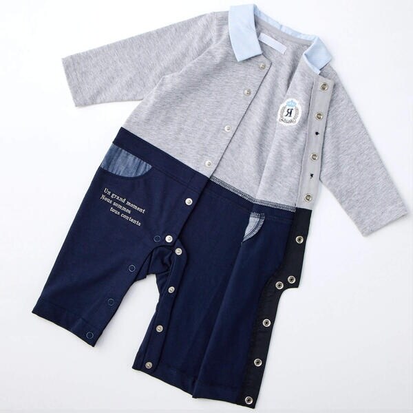 フィヨ デュ ベベ ルダクティオン（fillot de bebe reduction）/天竺ストライプ襟カバーオール(70~80cm)_9