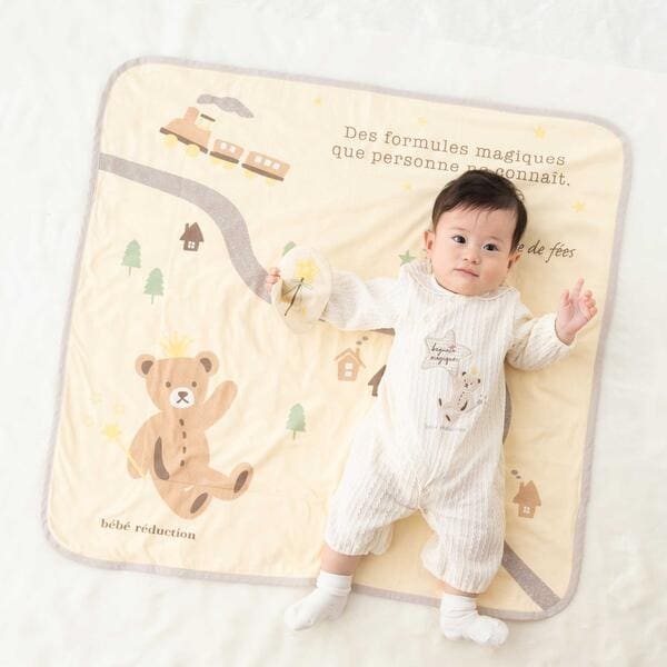 フィヨ デュ ベベ ルダクティオン（fillot de bebe reduction）/くまのルウちゃんプリントおくるみ＆カシャカシャセット