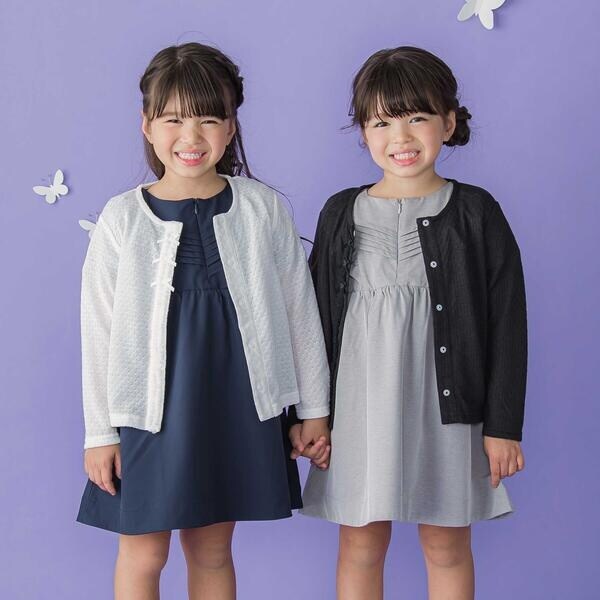 ベベ プチ ポワ ヴェール（BeBe Petits Pois Vert）/センタータックパフスリーブワンピース(95~150cm)