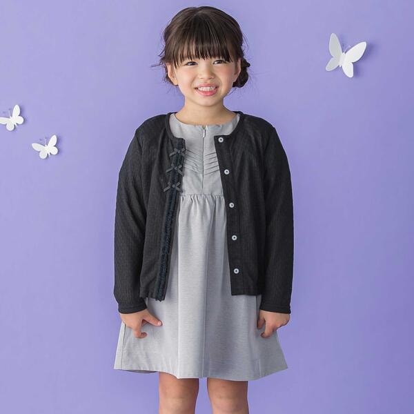 ベベ プチ ポワ ヴェール（BeBe Petits Pois Vert）/センタータックパフスリーブワンピース(95~150cm)