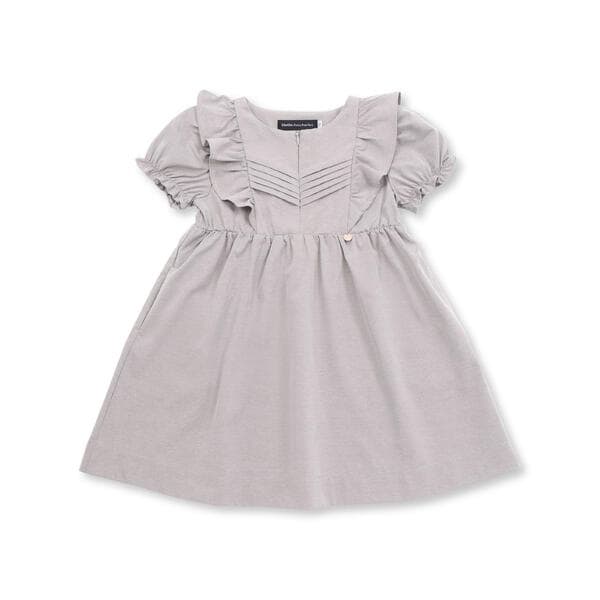 ベベ プチ ポワ ヴェール（BeBe Petits Pois Vert）/センタータックパフスリーブワンピース(95~150cm)