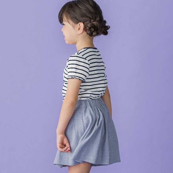 ベベ プチ ポワ ヴェール（BeBe Petits Pois Vert）/ツイード風ランダムタックキュロットパンツ(95~150cm)_4