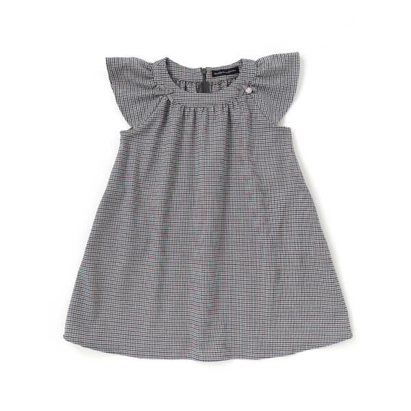 ベベ プチ ポワ ヴェール（BeBe Petits Pois Vert）/千鳥チェックラグランギャザースリーブワンピース(95~150cm)_1