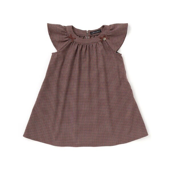 ベベ プチ ポワ ヴェール（BeBe Petits Pois Vert）/千鳥チェックラグランギャザースリーブワンピース(95~150cm)_6