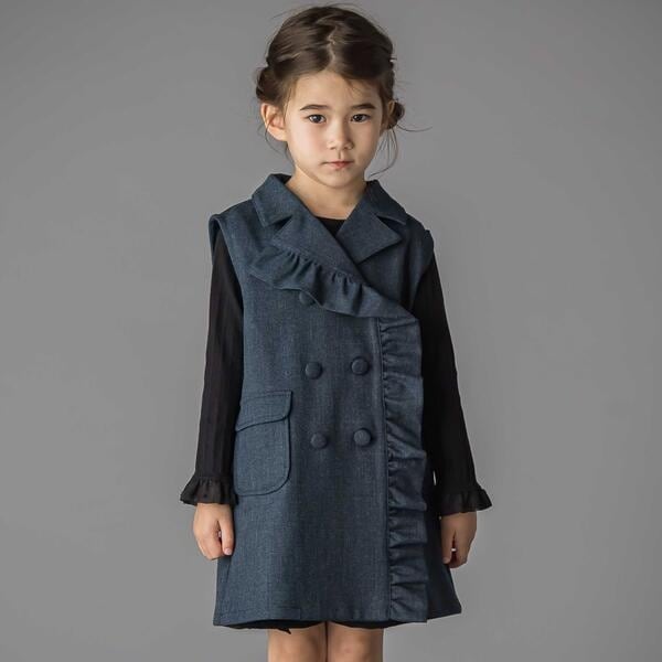 ベベ プチ ポワ ヴェール（BeBe Petits Pois Vert）/フリルトレンチ風ジレ(95~150cm)