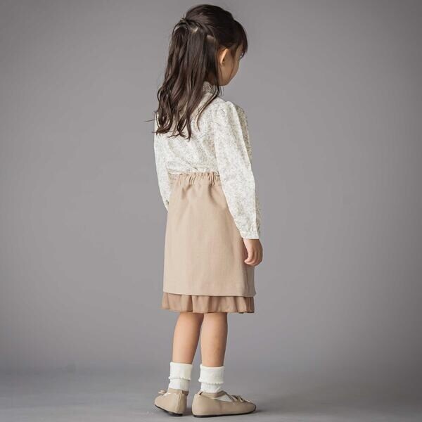 ベベ プチ ポワ ヴェール（BeBe Petits Pois Vert）/スカラップ襟ブロード花柄シャツ(110~150cm)
