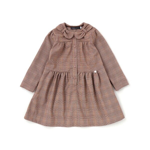 ベベ プチ ポワ ヴェール（BeBe Petits Pois Vert）/グレンチェック襟リボンワンピース(95~150cm)_1