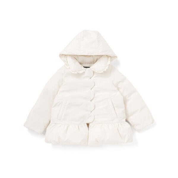 ベベ プチ ポワ 頭を覆う物（BeBe Petits Pois Vert）/フラウンス襟スカラップタフタダウンコート(95~160糎)
