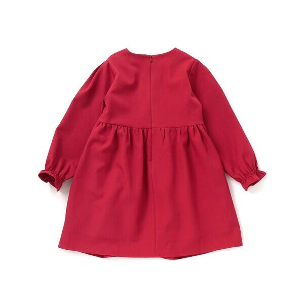 ベベ プチ ポワ ヴェール（BeBe Petits Pois Vert）/立体花モチーフ斜めタックワンピース(95~150cm)_7