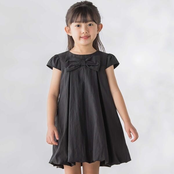 ベベ プチ ポワ ヴェール（BeBe Petits Pois Vert）/センターリボンバルーンシルエットワンピース(95~150cm)_1