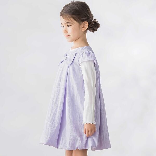 ベベ プチ ポワ ヴェール（BeBe Petits Pois Vert）/センターリボンバルーンシルエットワンピース(95~150cm)_3