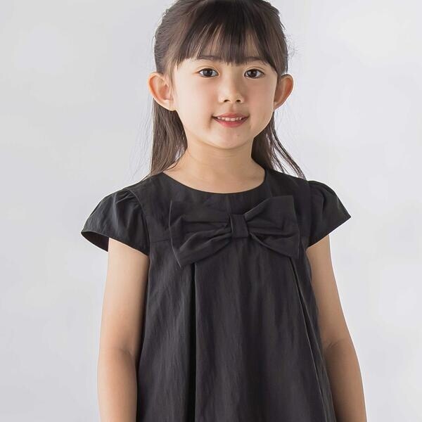 ベベ プチ ポワ ヴェール（BeBe Petits Pois Vert）/センターリボンバルーンシルエットワンピース(95~150cm)_6