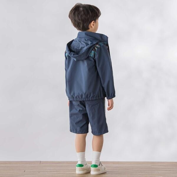ベベ プチ ポワ ヴェール（BeBe Petits Pois Vert）/【お揃い】タフタ+チェック切り替えジップアップブルゾン(95~150cm)_4