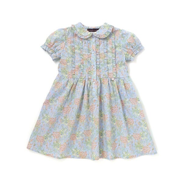 ベベ プチ ポワ ヴェール（BeBe Petits Pois Vert）/花柄フリル襟付きワンピース(95~150cm)_7