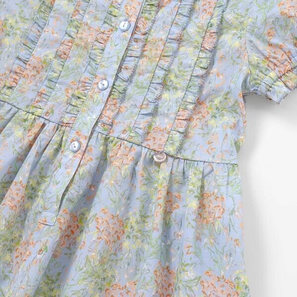 ベベ プチ ポワ ヴェール（BeBe Petits Pois Vert）/花柄フリル襟付きワンピース(95~150cm)_12