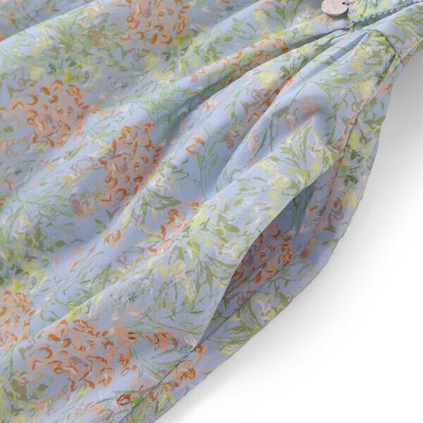 ベベ プチ ポワ ヴェール（BeBe Petits Pois Vert）/花柄フリル襟付きワンピース(95~150cm)_13