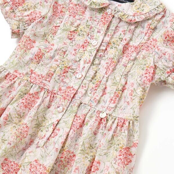 ベベ プチ ポワ ヴェール（BeBe Petits Pois Vert）/花柄フリル襟付きワンピース(95~150cm)_18