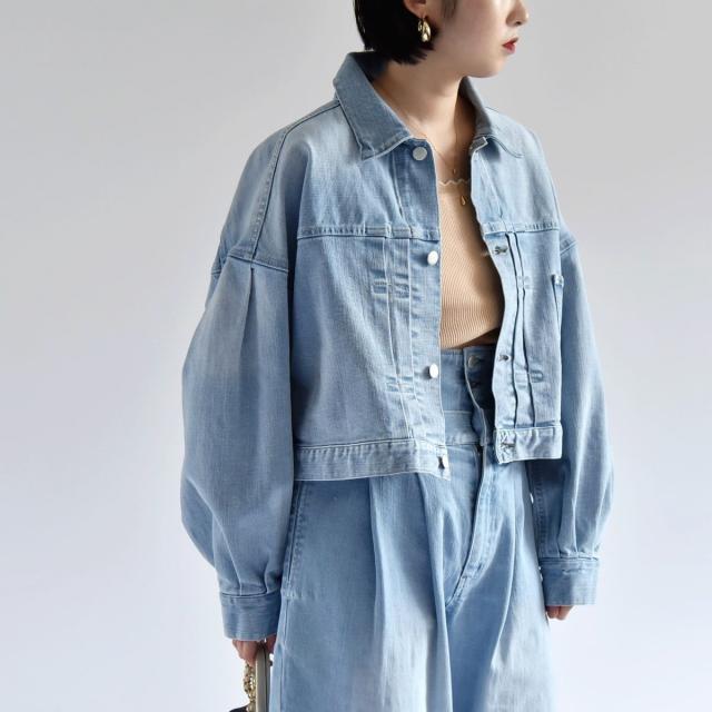 カランシエル（quaranciel）/quaranciel:〈洗濯機可能〉ボリュームスリーブ ショート デニム ジャケット