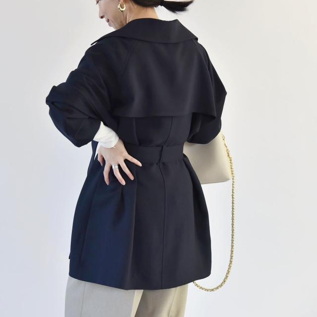 完売　quaranciel ダブルクロス ハーフ トレンチ ジャケット コート カランシエル（quaranciel）/quaranciel:〈洗濯機可能〉ダブルクロス