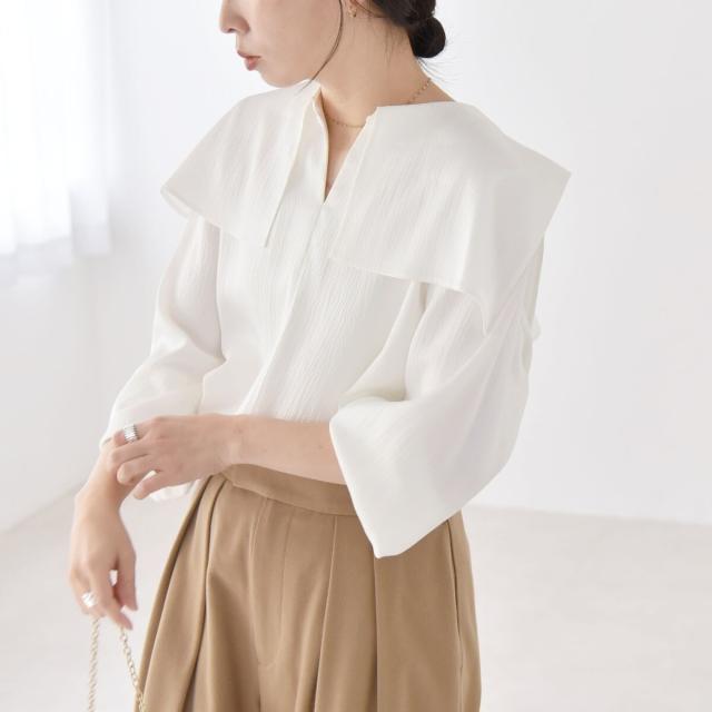 カランシエル（quaranciel）/quaranciel:〈洗濯機可能〉ケープデザイン スキッパー ブラウスの通販は 11,000円