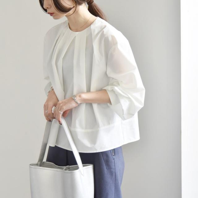 カランシエル（quaranciel）/quaranciel:〈洗濯機可能〉REPREVE タック フレア シャツ ブラウス