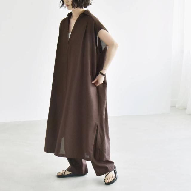 カランシエル（quaranciel）/quaranciel:〈洗濯機可能〉リネン ライク スキッパー シャツ ワンピース＆パンツ セットア_5