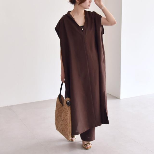 カランシエル（quaranciel）/quaranciel:〈洗濯機可能〉リネン ライク スキッパー シャツ ワンピース＆パンツ セットア_8