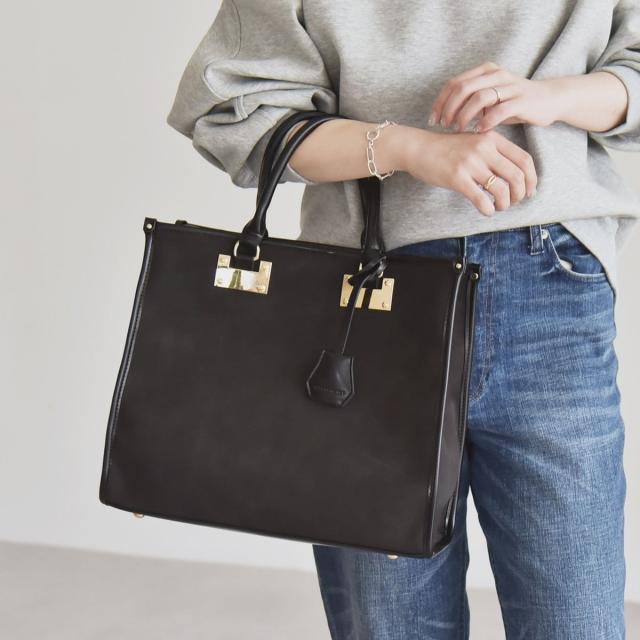 カランシエル（quaranciel）/quaranciel: 2way パイピング ライン スクエア トート バッグ