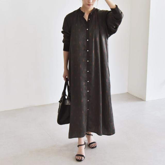 カランシエル（quaranciel）/quaranciel:〈手洗い可能〉モノグラム ドット ロング シャツ ワンピース