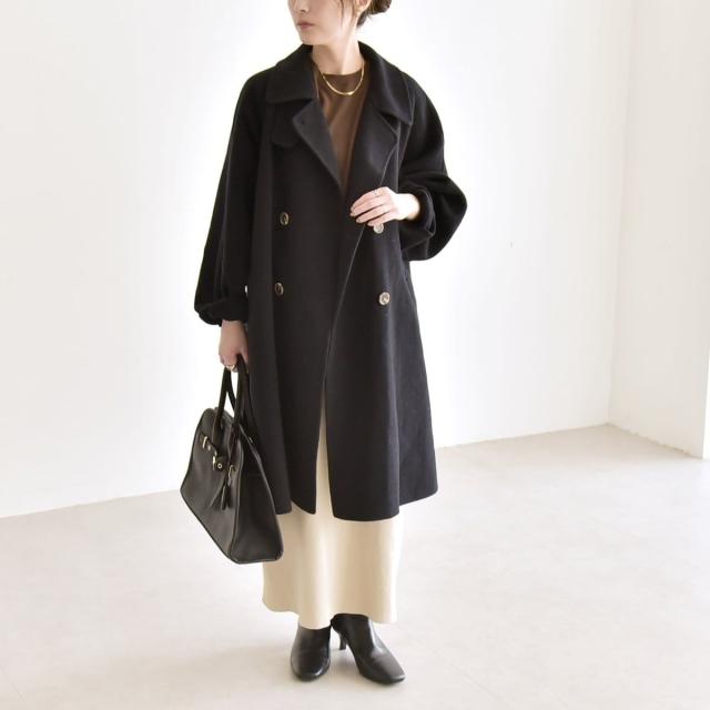 カランシエル（quaranciel）/《追加予約》quaranciel: リバー スタンド & テーラード ダブルブレスト Aライン コー