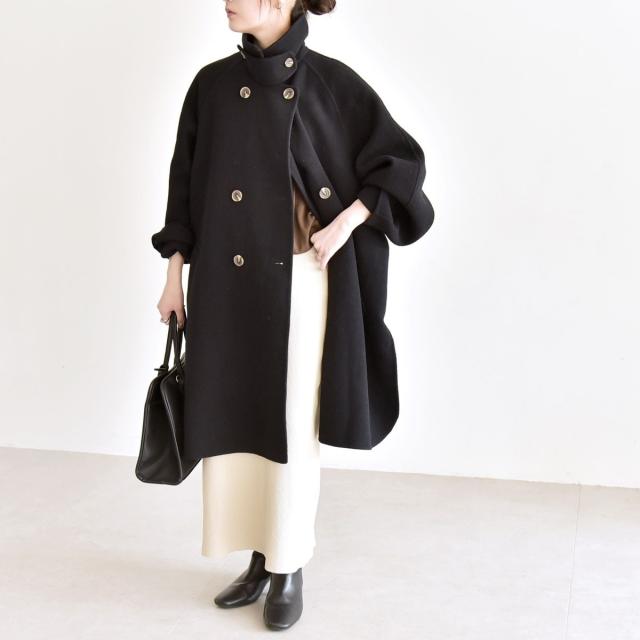 カランシエル（quaranciel）/《追加予約》quaranciel: リバー スタンド & テーラード ダブルブレスト Aライン コー