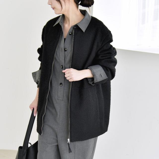 カランシエル（quaranciel）/quaranciel: ノーカラー パイピング ジップ コート