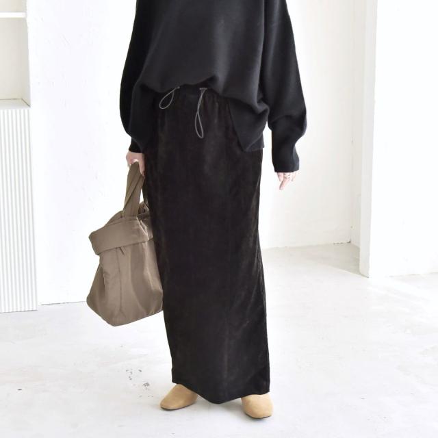 カランシエル（quaranciel）/《予約》quaranciel: ポリエステル ベロア Iライン ナローシルエット スカート