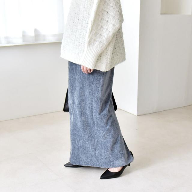 カランシエル（quaranciel）/《予約》quaranciel: ポリエステル ベロア Iライン ナローシルエット スカート