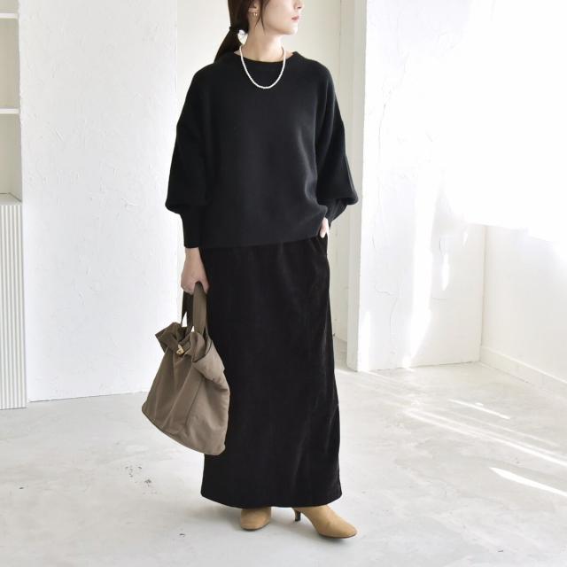 カランシエル（quaranciel）/《予約》quaranciel: ポリエステル ベロア Iライン ナローシルエット スカート