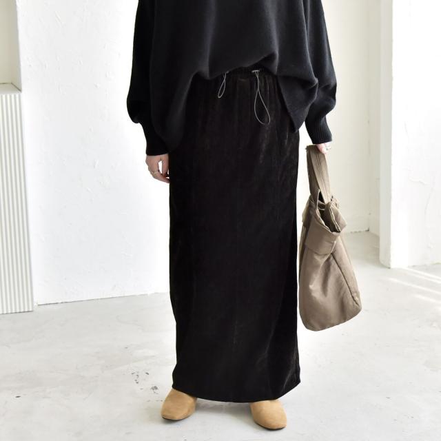 カランシエル（quaranciel）/《予約》quaranciel: ポリエステル ベロア Iライン ナローシルエット スカート