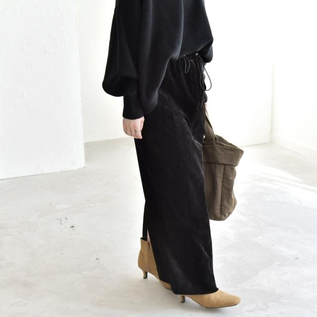 カランシエル（quaranciel）/《予約》quaranciel: ポリエステル ベロア Iライン ナローシルエット スカート