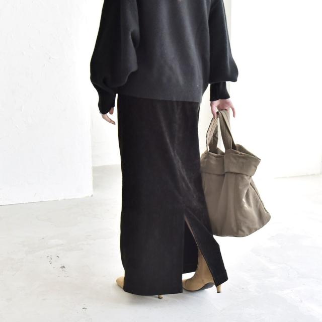 カランシエル（quaranciel）/《予約》quaranciel: ポリエステル ベロア Iライン ナローシルエット スカート