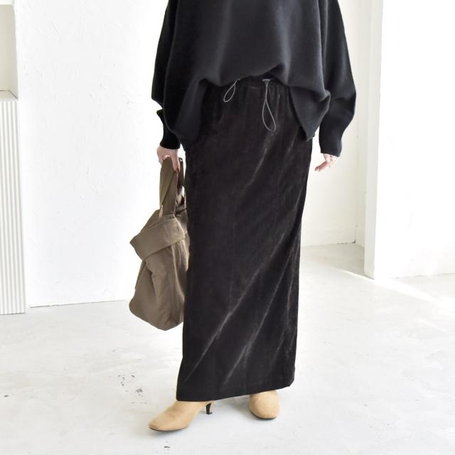 カランシエル（quaranciel）/《予約》quaranciel: ポリエステル ベロア Iライン ナローシルエット スカート